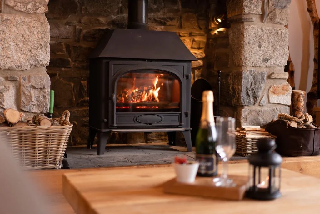 Luxury wood-burning stove at The Wilds